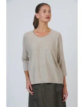Naturals Relaxed Fine Knit Crew Neck Jumper In Natural