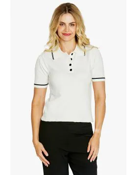 Ping Pong Ivy Tipped Collar Top In Vanilla