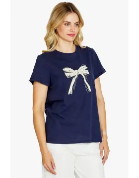 Ping Pong Katie Bow Tee In Navy