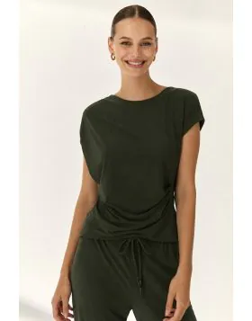 Paz Torras Drape Tee In Khaki