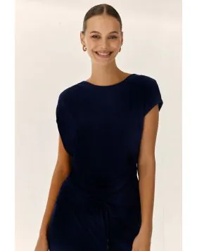 Paz Torras Drape Tee In Navy