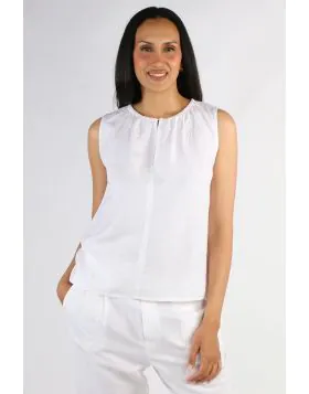 Ping Pong Olivia Sleeveless Top In White