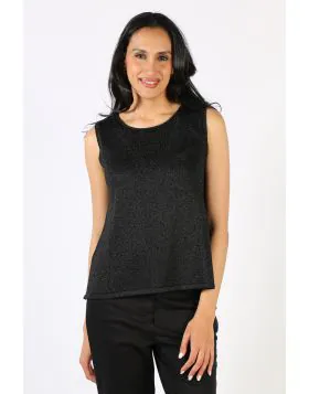 An easy glam top that gives you instant luxe look is this Ping Pong Top. In a Lurex that glints and shines with your every move, the lurex top has a round neck with a textured front and a sleeveless look. Slay it on its own or over a shirt, the style poss