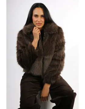 Ping Pong Wintour Faux Fur Jacket In Walnut
