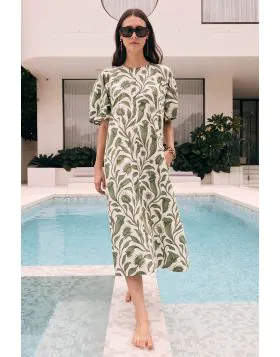 Pol Botanica Day Dress In Green