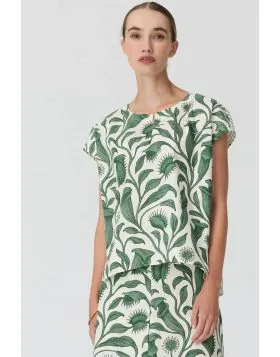Pol Botanica Contrast Back Top In Green