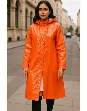 Ilse jacobsen Raincoat In Gloss Hot Orange