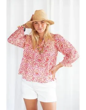 Palace Du Soleil Red Roses Blouse In Print