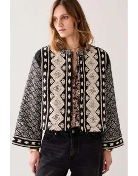 Summum Reversible Kimono Jacquard Jacket In Black