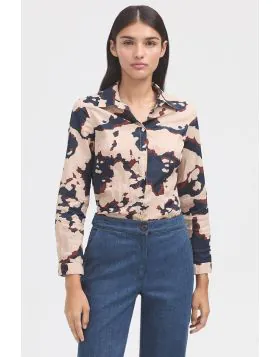 Nice Things Splash Print Shirt In Beige