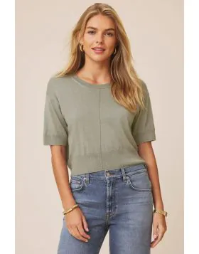 Splendid Erica Cropped Jumper In Green