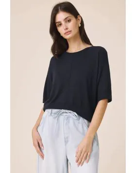 Splendid Erica Cropped Jumper In Navy