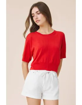Splendid Erica Cropped Jumper In Red