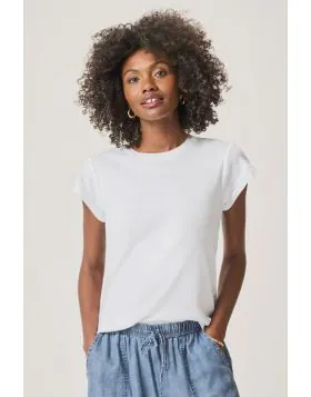 Splendid Faye Crewneck Tee In White
