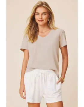 Splendid Louisa Boyfriend Tee In Beige