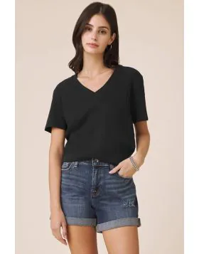 Splendid Louisa Boyfriend Tee In Black