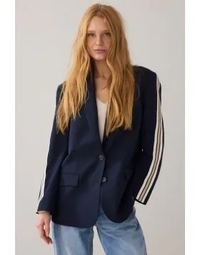 Summum Sporty Boyfriend Blazer In Blue