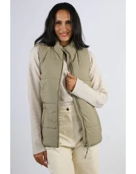 Threadz Alpine Puffer Vest In Khaki