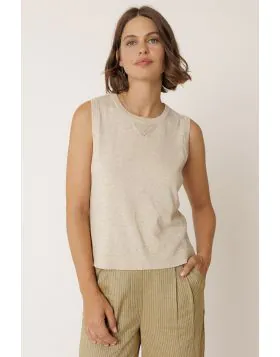 Indi and Cold Cotton Vest In Beige
