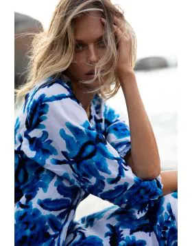 One Season Turquoise Bay Long Poppy Dress In Blue