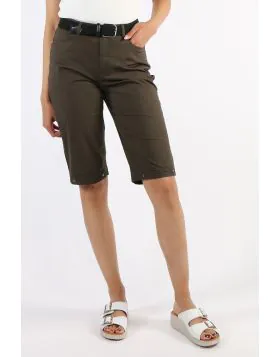 Vassalli Poplin Straight Leg Short in Khaki