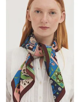 Nice Things Dutch Tiles Scarf In Navy