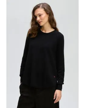 Zaket & Plover Round Neck Sweater In Black