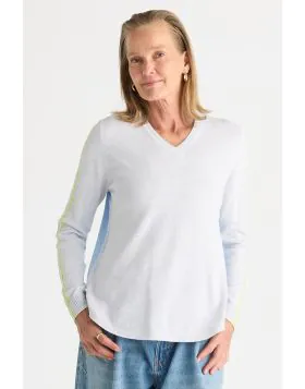 Zaket and Plover Colour Block Jumper In Sky