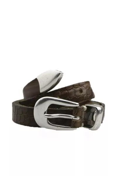 Skinny Croc Belt In Steel By B.Belt