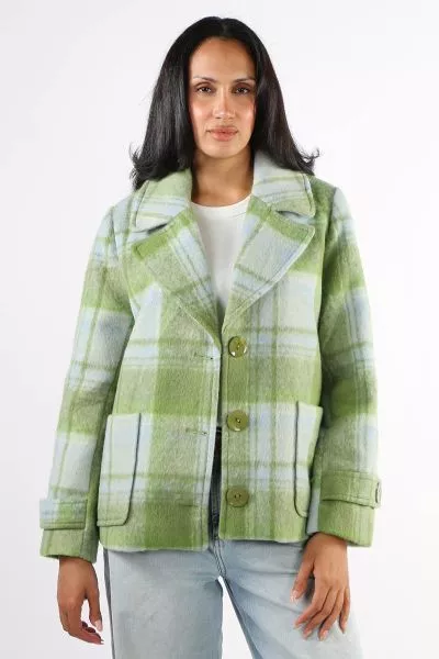 Alison Sheri Check Boxy Jacket In Green