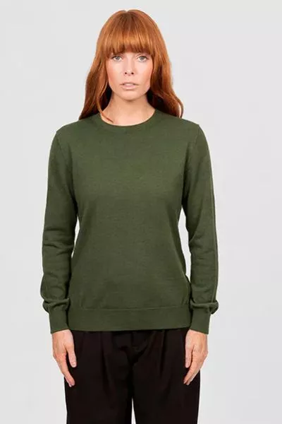 Bridge and Lord Chloe Crew Neck Pullover In Olive