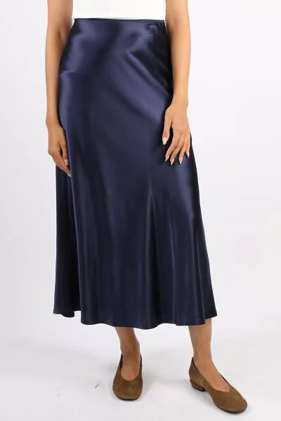Blackstone Elianna Satin Bias Midi Skirt In Midnight