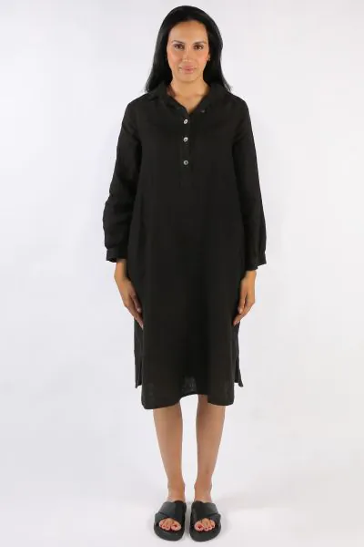 Blueberry Maria Pia Shirt Dress In Black