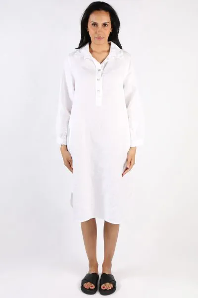 Blueberry Maria Pia Shirt Dress In White