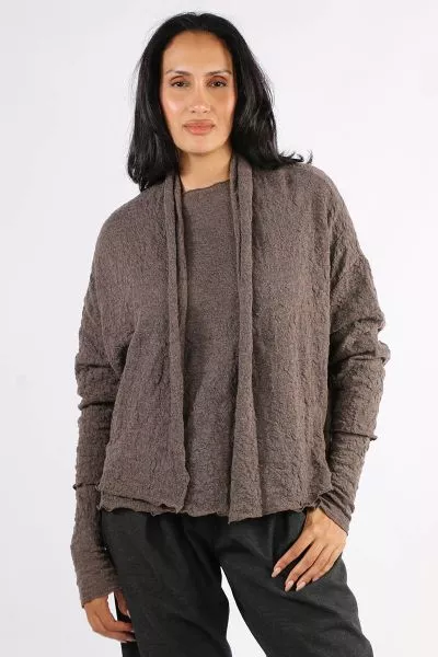 By Basics Merino Bubble Wool Knit Cardi In Earth