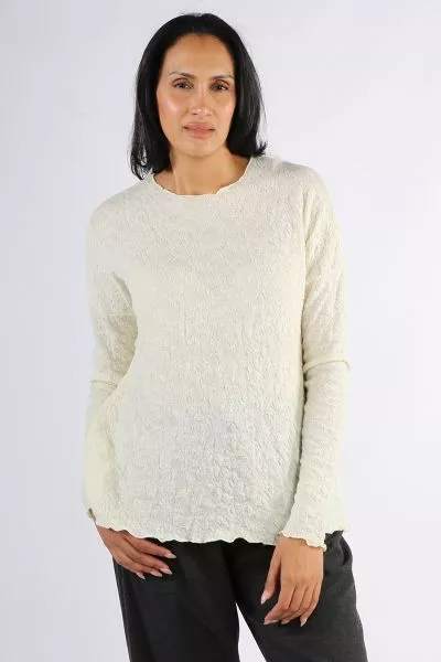 By Basics Merino Bubble Wool Knit Oversized Top In Cream