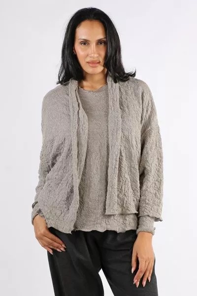 By Basics Merino Bubble Wool Knit Cardi In Grey
