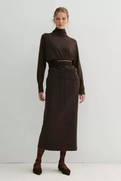 Cashmerism Luxe Pencil Skirt In Chocolate