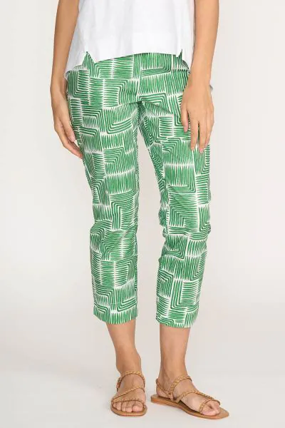 Foil Fuss Free Capri Pant In Green