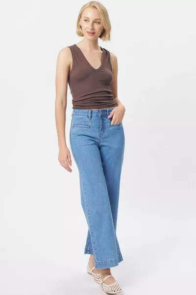 Kireina Freya Cord Mid Blue Jean In Blue