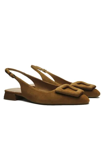 Lodi Love Low Heel Suede Slingback In Tan