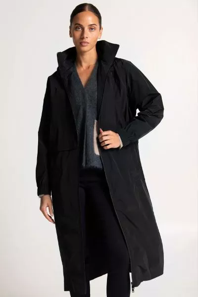 Lounge Rainproof Hooded Convertible Toledo Coat In Black