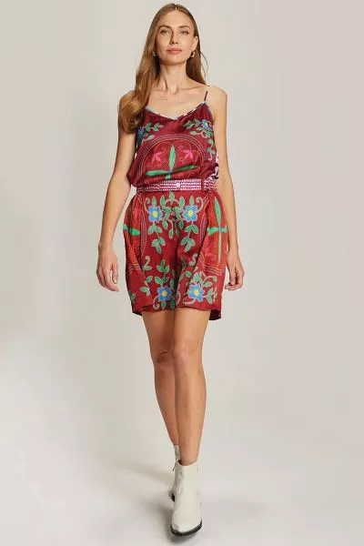 Me369 Julliette Pleated Shipibo Shorts In Print