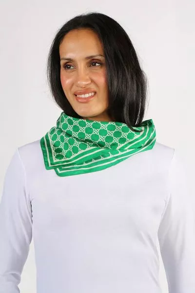 Namaskar Geometric Chain Square Scarf In Green