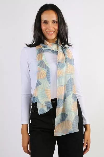 Namaskar Art Deco Fans Scarf In Multi