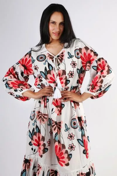 A modern tribute to tradition, this floral embroidered dress by Pearl and Caviar brings effortless elegance to your summer wardrobe. Crafted from lightweight cotton, it features intricate flower inspired embroidery that reflects Greek heritage with a fres