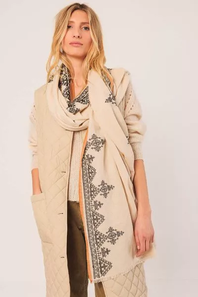 Indi and Cold Embroidered Mountain Shawl