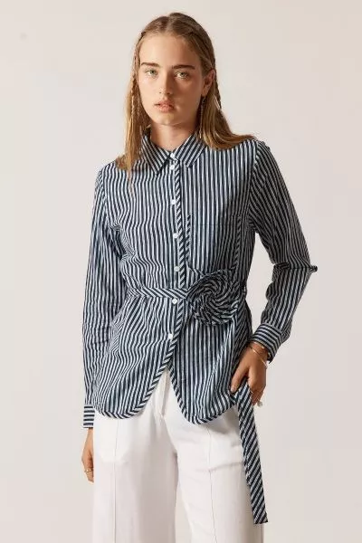 Rubyyaya Countryside Rose Shirt In Navy