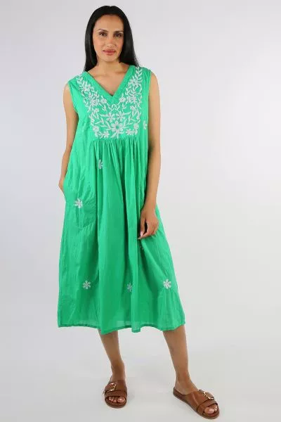 Rubyyaya Tiered Andaman Dress In Emerald