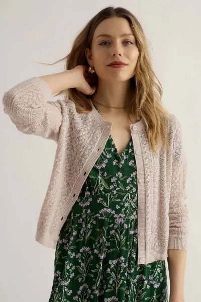 Update your knitwear collection and introduce some texture with the Seasalt Willowing Pointelle Cardigan in a versatile neutral chalk shade, flattering and useful in equal measures! Crafted from a beautiful pure organic cotton this essential cardigan is t